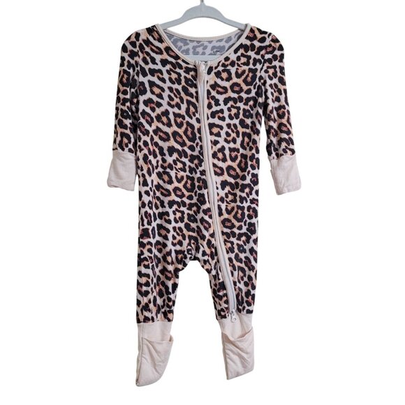 Miozing Bamboo 0-3 Mo Baby Girl Leopard Zippy Pajamas Animal‎ Sleeper - Picture 1 of 13